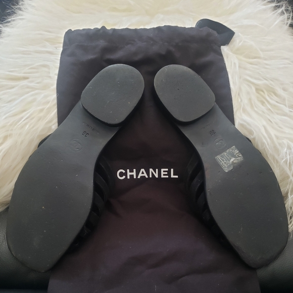 💎CHANEL CAMELLIA FLOWER BLACK LEATHER SANDALS | SIZE EU 36 US 6 - Picture 8 of 12
